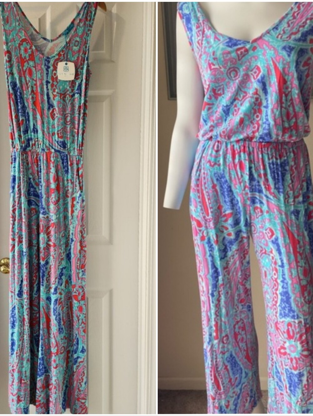 Tori Richard Honolulu Coral Ocean Jersey Jumpsuit Size XS New